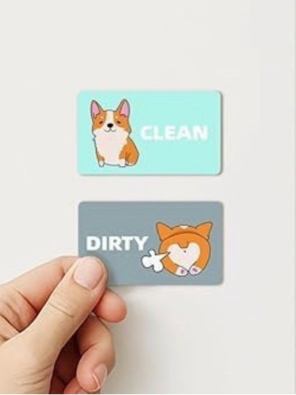 💞 New Set of 2 Cute Corgi Clean and Dirty Magnets for Dishwashers